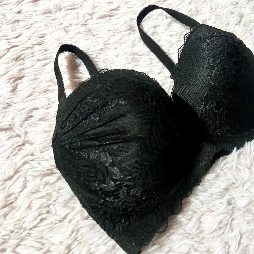 Black Lace‎ Padded Whinsygoth Sexy Lingerie Feminine Bra Womens 36DD Dark Fairy